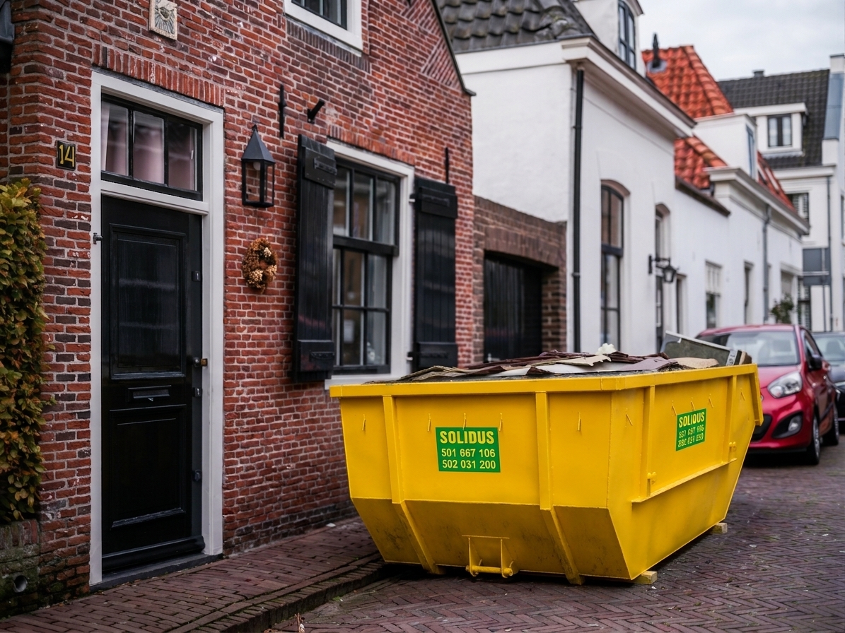 Kontener Solidus podstawiony przy zabudowie miejskiej